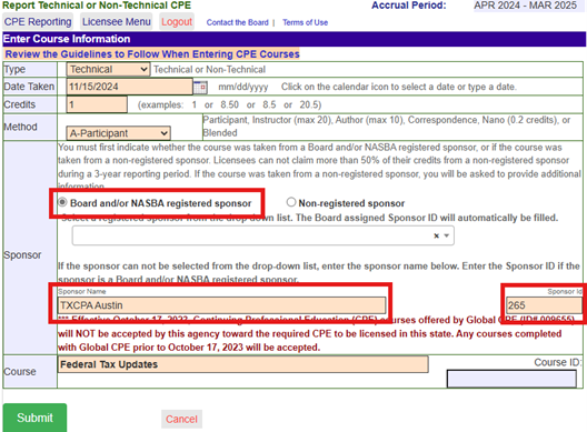 CPE Update Screenshot 1