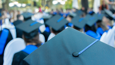 Students wearing grad caps