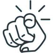Hand pointing with motion lines