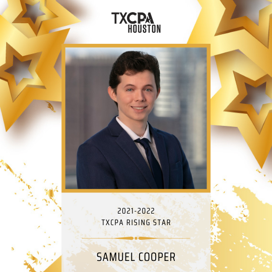 TXCPA Rising Star 2021-2022 Samuel Cooper