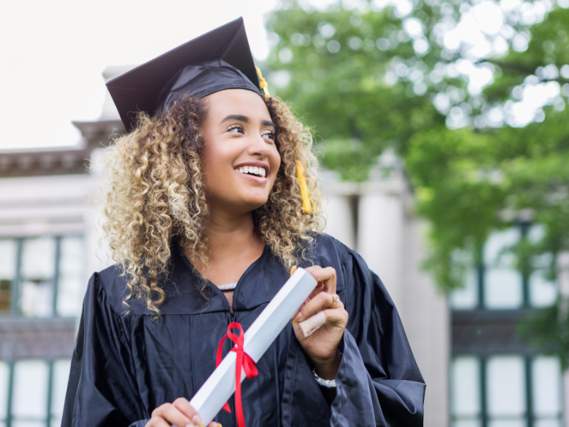 Accounting student receiving a diploma