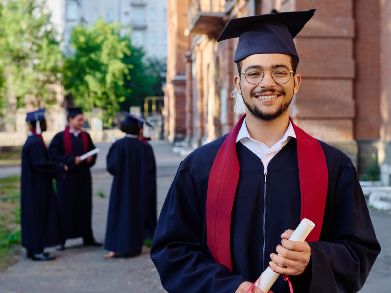 Accounting student receiving a diploma